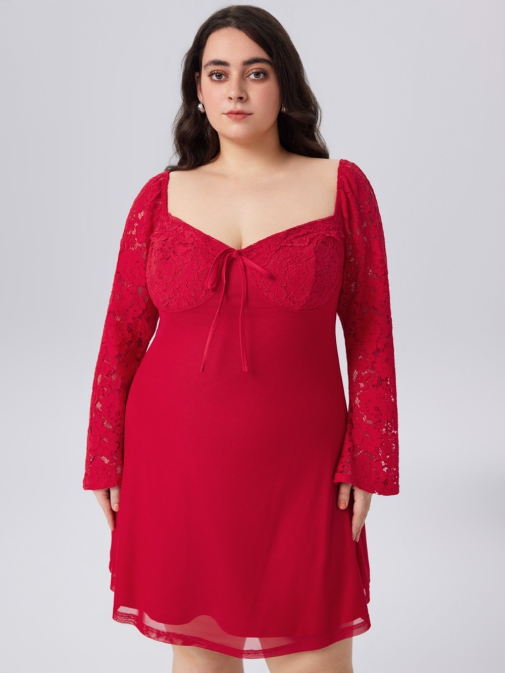Cider Red Lace Long-Sleeve Sleep Chemise